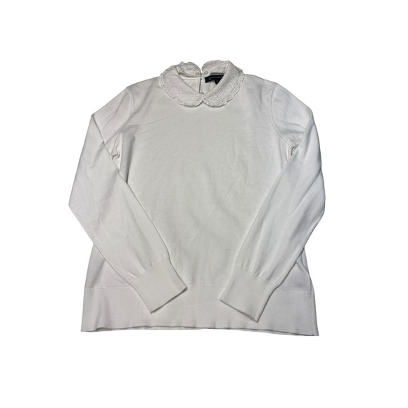 Brooks Brothers Sweaters - NWT Brooks Brothers White Cotton Eyelet Peter Pan Collar Sweater Womens M